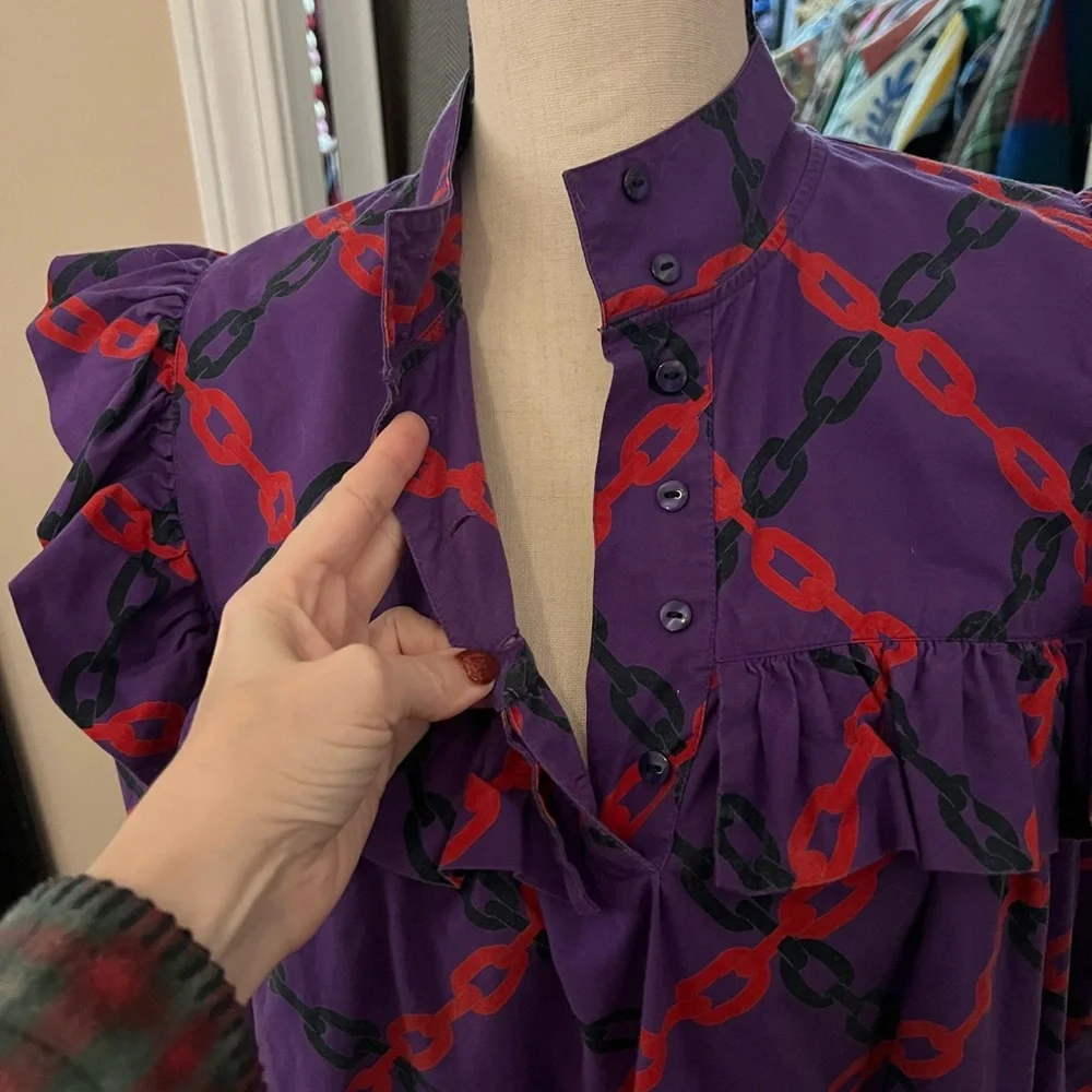 Clare V. Charlotte Dress in purple link, size XS - Picture 4 of 6